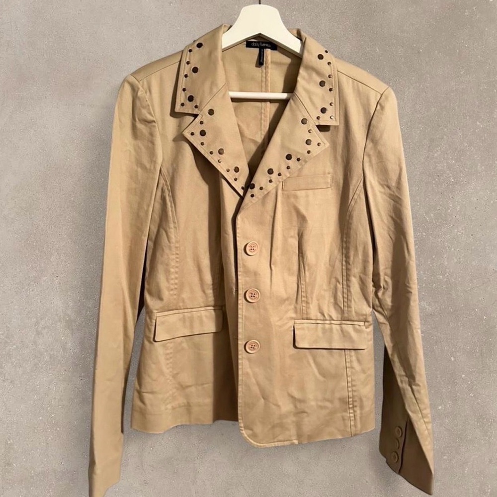 Women’s Tan Jacket with Studded Collar